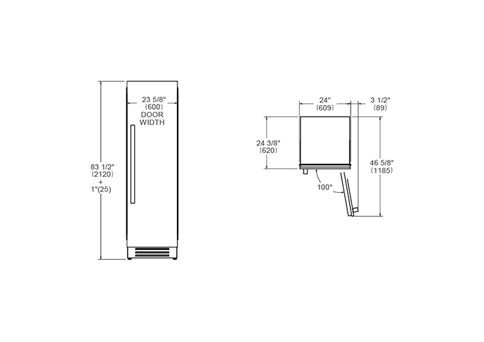 60 cm Colonna Frigorifero da incasso con porta in acciaio inossidabile | Bertazzoni